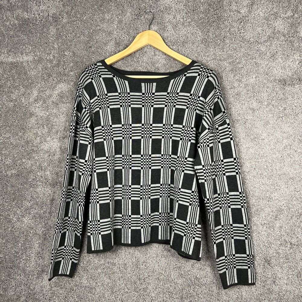 Lety & Me Sweater Womens Large Stitch Fix Gray Long Sleeve Scoop Neck Pullover